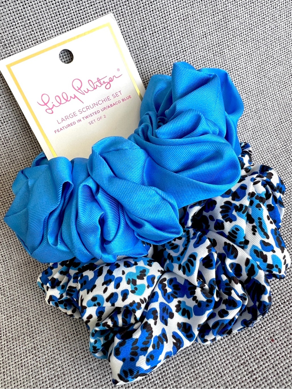 Lilly Pulitzer Large Scrunchie Set of 2 Twisted Up / Abaco Blue NWT